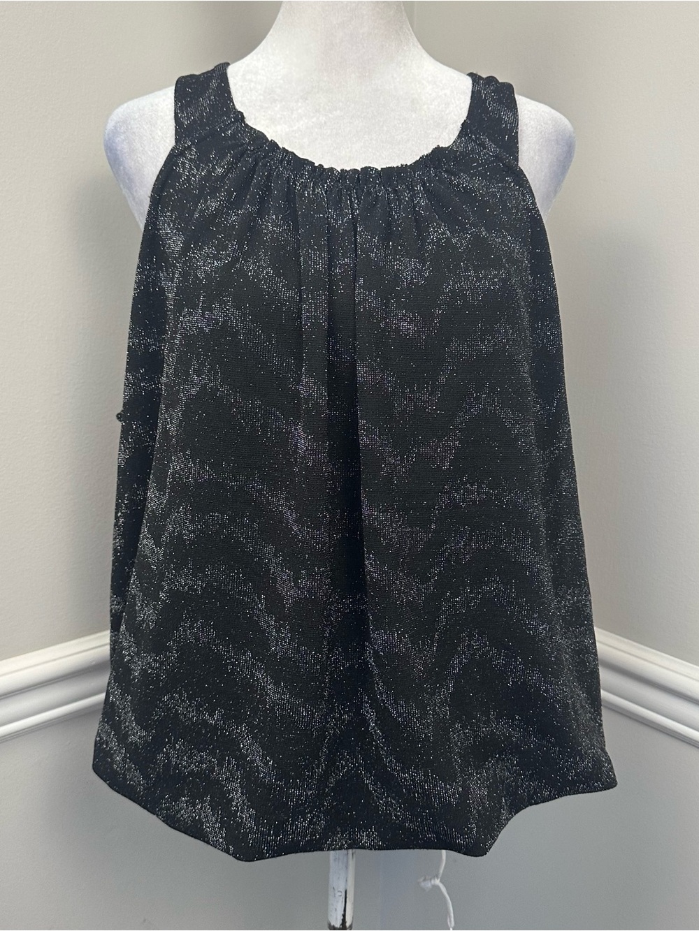 Anthropologie Black Sparkle Tank Top S
